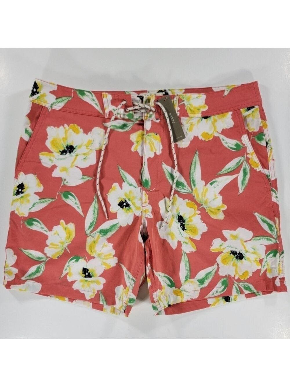 NWT J Crew 7'' Stretch Breaker Board Short Floral Print ECONYL Nylon Swim Men 33